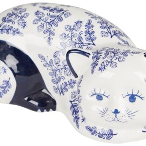 Sagebrook Home 9 in Ceramic Chinoiserie Cat Figurine