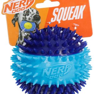 Nerf Pet TPR 3-Part Spike Squeak Ball Pet Toy, 3.7in.