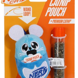 Nerf Cat Plush Mouse With Catnip Pouch & Bell, Blue, 3.5in.