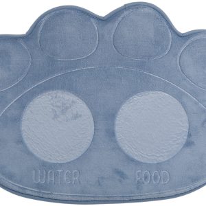 15'' x 20'' Double Bowl Paw Pet Feeding Mat