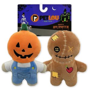 Petlou Halloween 7-Inch Trick or Treat Scarecrows Dog Toy