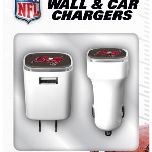 Tampa Bay Bucanneers 2 Pk Wall and Car Chargers