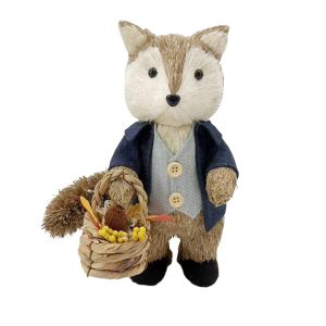 Brighten the Season 11 in. Sisal Fox Boy With Basket Decor