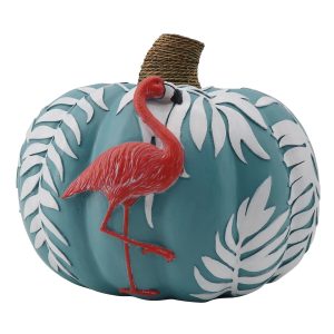 Brighten the Season 9 in. Flamingo Blue Pumpkin Decor
