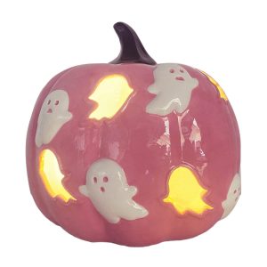 Brighten The Season Halloween Lighted Pink Pumpkin W/Ghosts