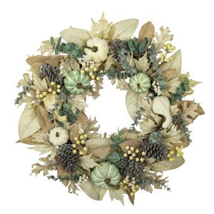 Brighten the Season 26 in. Speckle Pumpkin Pinecone Wreath