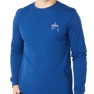 Guy Harvey Mens Long Sleeve Tonal USA Flag Tee