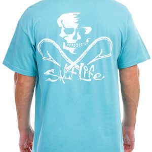 Salt Life Mens Skull 'N Hooks Pocket T-Shirt