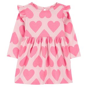 Carters Baby Girls All Over Hearts Long Sleeve Dress