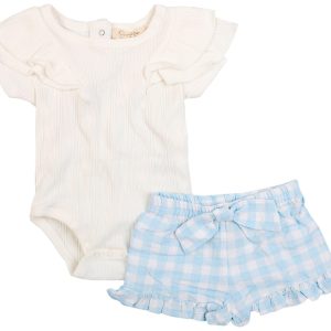 Jessica Simpson Baby Girls 2 Pc Romper with Shorts Set