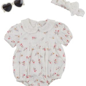 Rachel Zoe Baby Girls 3 pc Romper Headband Sunglasses Set