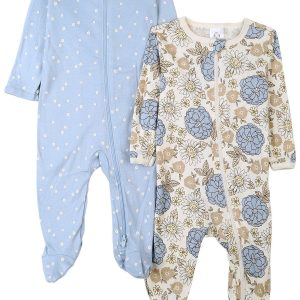 Gerber Baby Girls 2 Pk Retro Floral LS Footed Sleepers