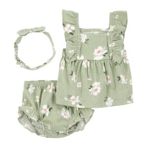 Carters Baby Girls 3 Pc Floral Gauze Shorts Set
