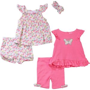Little Lass Baby Girl 5 Pc Floral Short Set