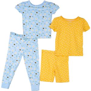 Little Me Toddler Girls 4 Pc Bee Daisy Dots Pajama Set