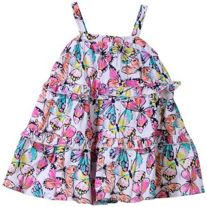 Peek Little Girls Sleeveless Butterfly Print Dress
