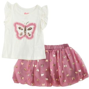 Freestyle Toddler Girls 2 Pc Butterfly Bubble Skirt Set