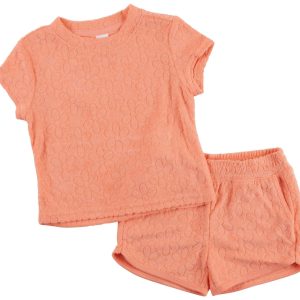90 Degree Toddler Girl 2 Pc Terry Embossed Short Set