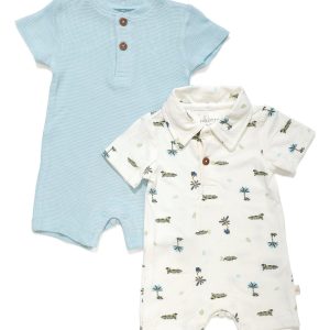Baby Boys 2-pc. Short Sleeve Romper Short Set