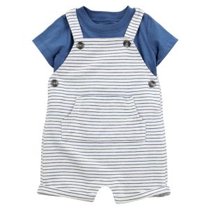 Carters Baby Boys 2 Pc Striped Shortall Set