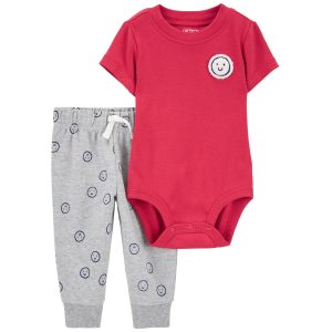 Carters Baby Boy 2-Piece Smiley Face Bodysuit & Joggers Set