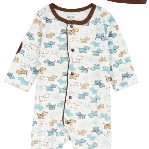 Little Me Baby Boys 2 Pc Cute Puppies Hat and Footie Set