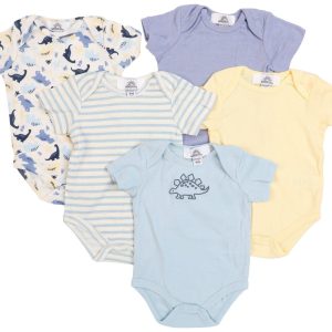 Wonderluxe Baby Boys 5 Pk Creepers Bodysuit Set