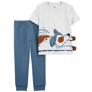 Carters Baby Boys 2 Pc Dog Pull-On Jogger Set