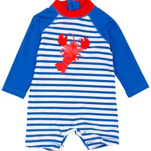 Little Me Baby Boys Raglan Lobster Rash Guard Swimsuit