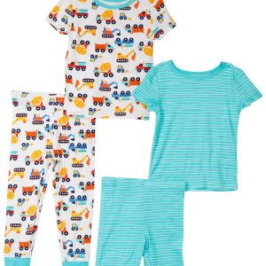 Little Me Toddler Boys 4 Pc Construction Stripes Pajama Set