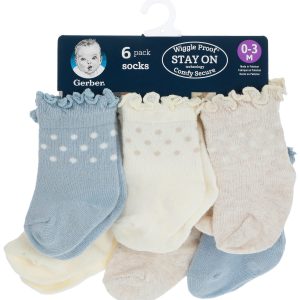 Gerber Baby Girls 6 Pk Lettuce Edge Wiggle Proof Socks