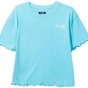 Hurley Big Girls Embroidered Ribbed Short Sleeve Top