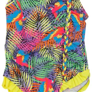 Flapdoodles Little Girls Tropical Palm Swimsuit