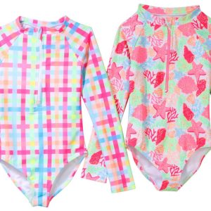 Btween Little Girls Long Sleeve One Piece Swimsuit