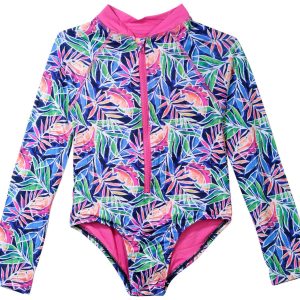 Vince Camuto Big Girls Long Sleeve One Piece Swimsuit