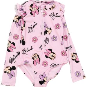 Stitch Big Girls Long Sleeve One Piece Minnie Swimsuit