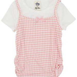 Lily Bleu Big Girls 2Fer Gingham Print Top