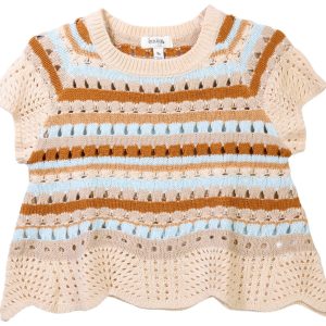 Speechless Big Girls Short Sleeve Striped Sweater Top