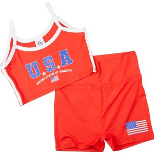 Jolie & Joy Girls All American Girl Patriotic Shorts Set