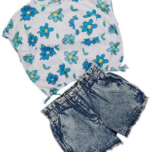 Jessica Simpson Big Girls 2 Pc Denim Shorts Set