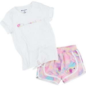 Champion Little Girls Active 2 Pc Tie Front Tee & Short Set
