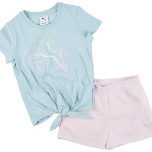 Puma Big Girls Active 2Pc Fashion Tee & Fleece Short Set