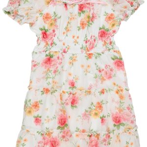 Trixxi Big Girls Puff Sleeve Tiered Floral Dress
