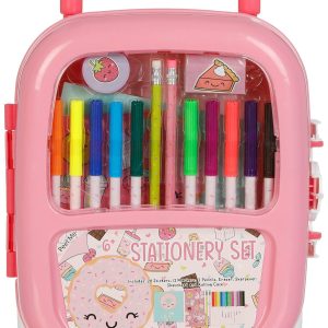 Votum Girls Pink Bag Rolling Stationery Set