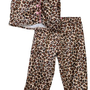 Freestyle Little Girls Cheetah Satin Pajama Set