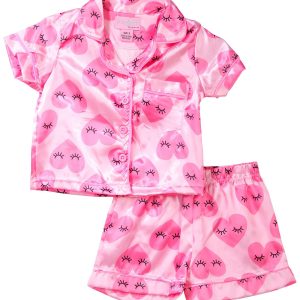 Freestyle Girls Button Front Pink Pajama Set