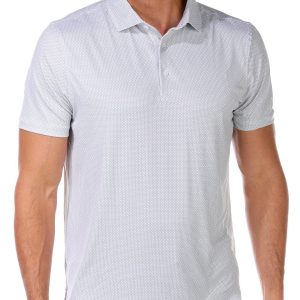Kenneth Cole Mens Short Sleeve Print Golf Polo Shirt