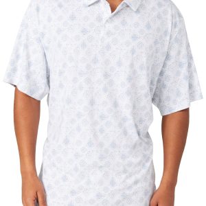 PGA TOUR Mens Textured Medallion Print Golf Polo