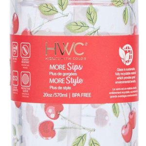 HWC 20 oz Glass Cherry Print Tumbler