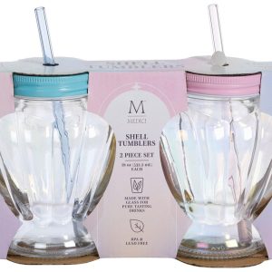 Medici 2 Pk Clear Glass Shell Tumbler